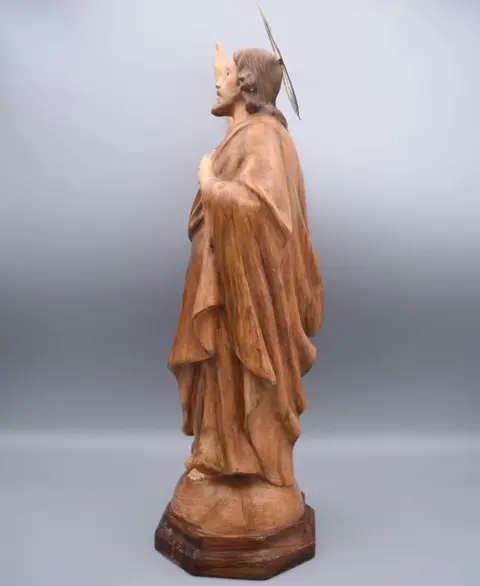 Beeld, Heilig Hart van Jezus - Handgeschilderde houtpulp - Midden 20e eeuw