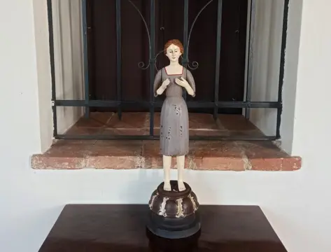 Beeld, Houten etalagepop - 46 cm - Hout - Midden 20e eeuw