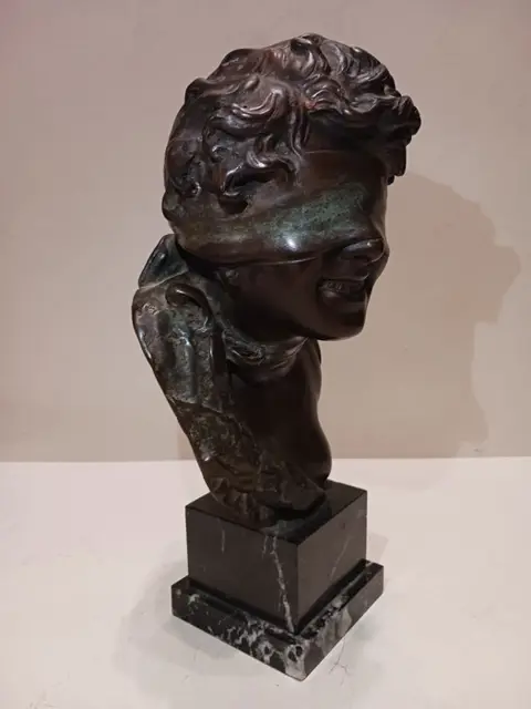 Tommaso Campajola (XIX-XX) - Beeld, "Lady geluk" - Brons, Marmer - Eerste helft 20e eeuw