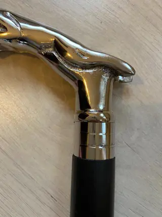 Elegant Antique Solid Brass and Rosewood Jaguar Walking Stick - rosewood, solid brass - Tweede helft 20e eeuw