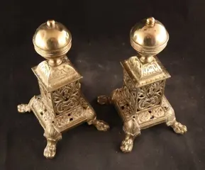 Paar antieke vuurbokken - Messing - Circa 1900