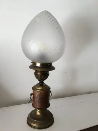 Tafellamp - Modern - Brons, Hout, Kristal