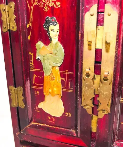 Juwelendoosje - Hout, Messing, jade