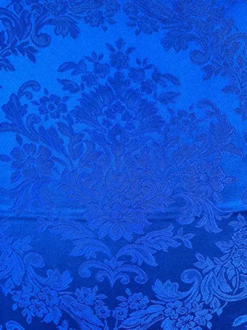 2.80 x 2.60 mt luxe damaststof Franse rococostijl - elektrisch blauw - Rococo stijl - Hars/polyester, Karton, Satijn - 21e eeuw
