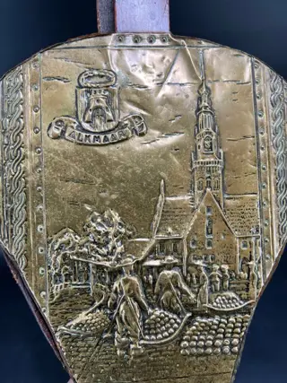 Authentieke grote Hollandse blaasbalg - Hout, Koper, Leder, Messing