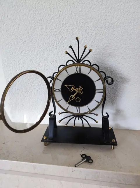 Schoorsteenklok - Hout, Messing