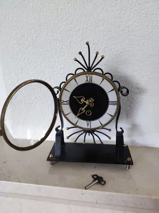 Schoorsteenklok - Hout, Messing