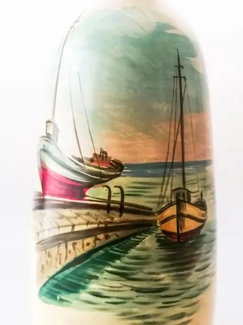 Vintage Tafellamp Handgemaakt geschilderd (1) - Porselein