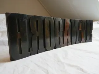 BIG antique industrial pear letters: "BROCANTE" - Pear wood