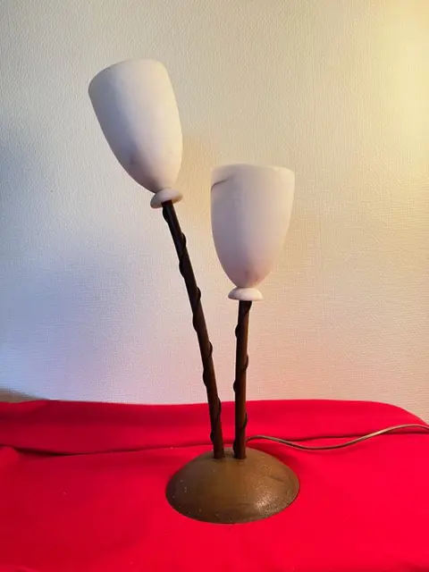 3A interieur - Tafellamp met 2 kelken - metaal en glas/marmer?