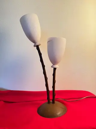 3A interieur - Tafellamp met 2 kelken - metaal en glas/marmer?