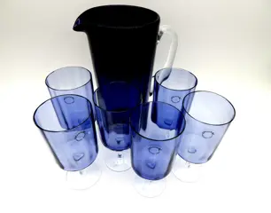 V.Nason&C. - Drinkservies, Tropisch Kobalt (7) - Glas