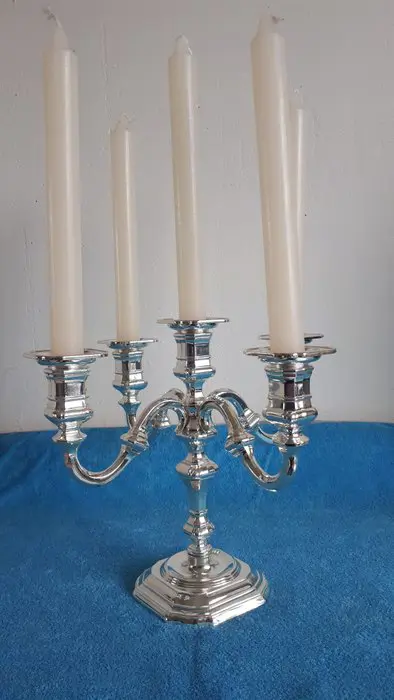 BMF - Five Branch Candelabra BMF West Germany (1) - Art Deco - Verzilverd