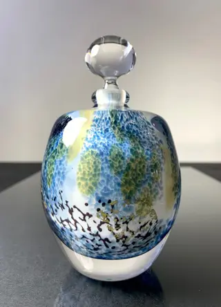 Maxence Parot - Enkele fles witte opaline kleuren en goud - Glas