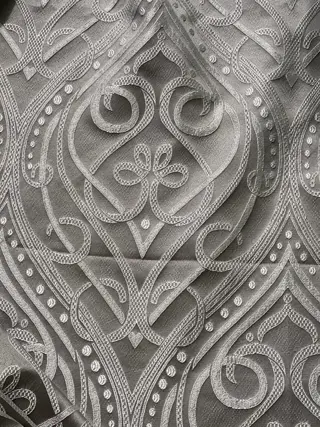 540 x 145 cm - prachtige San Leucio Moorse grijze damaststof (2) - Art Nouveau - Hars/polyester, Zijde - 21e eeuw