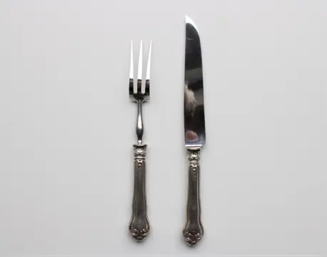 serveervork en vleesmes (2) - .800 zilver