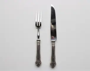 serveervork en vleesmes (2) - .800 zilver