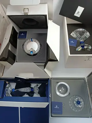 Figuur/beeld, Set van 4 ornamenten uit de "Blue Flower" collectie (4) - Kristal