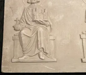 Hans Retzbach - Gipsmodel van een belornament - voorstelling van het heilige keizerlijke paar Heinrich I en (1) - Gips