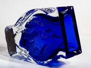 Kurt Wokan - Ingrid Glas - Blauwe Vaas - Hoogte 16 cm / 1,3 kg - Glas