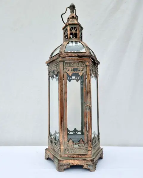 Kandelaar, xl - Glas, IJzer (gegoten/gesmeed), Messing