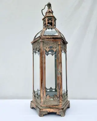 Kandelaar, xl - Glas, IJzer (gegoten/gesmeed), Messing