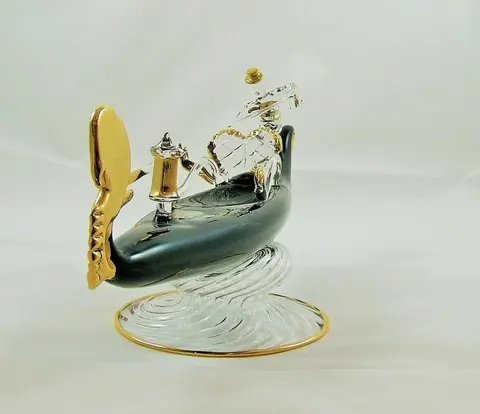 Rubelli Vetri d'Arte - Grote gondel van geblazen glas versierd met goud - Muranoglas en 24kt vloeibaar goud