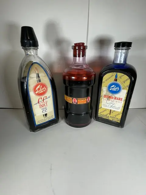 Talens - inktflessen (14) - glas en bakeliet