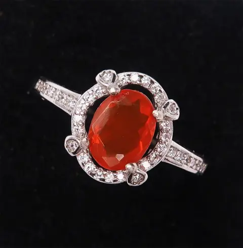 Crafted Ring of Faith - Verhoogt de trillingsfrequentie - .925 zilver, Vuuropaal - symbool van waarheid en zuiverheid