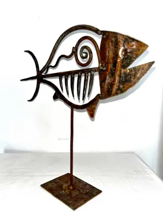 Sculptuur stelt een vis voor - 36 cm - Ijzer