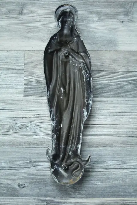 Muurplaques, heilige maagd Maria en Jezus Christus (2) - Art Deco - Messing
