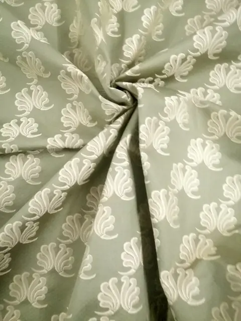 600 x 140 cm - Tessuto San Leucio 1789 Damasco groen - Katoen - 21e eeuw