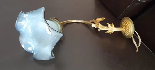 Antieke wandlamp - Art Deco - Brons, Opaline glas