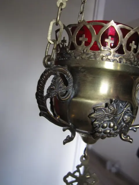 Oude bronzen abdij-godslamp - Brons