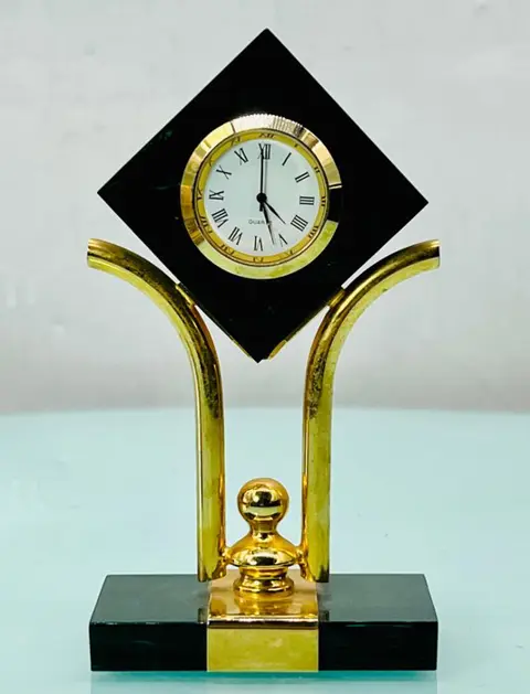 art deco klok - Marmer, Messing