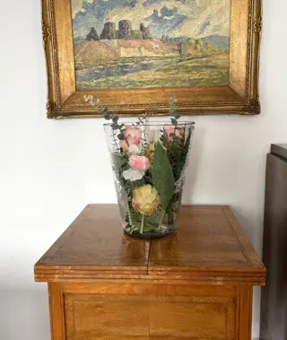 Grote handgeëtste glazen vaas (H. 37 cm) - Glas