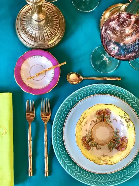 Tafelkleed voor grote tafels, met een elegante turquoise blauwe kleur. 2.80 x 1.70cm - Canvas. - 21e eeuw