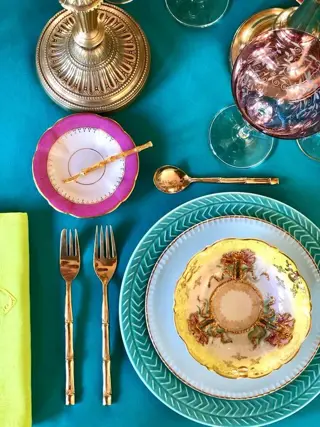 Tafelkleed voor grote tafels, met een elegante turquoise blauwe kleur. 2.80 x 1.70cm - Canvas. - 21e eeuw