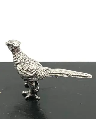 No reserve-C Bos en Zoon B.V. Amsterdam - Handgemaakte massieve 1e gehalte zilveren miniatuur Fazant - .925 zilver