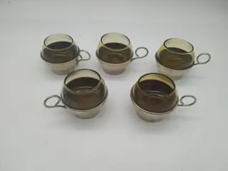 6 vintage kopjes - Kristal, Verzilverd