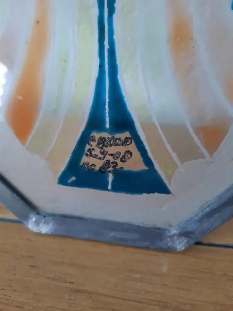 Glas in lood raamhanger gebrandschilderd glas Amsterdamse School - Raamhanger (1) - Glas, Gebrandschilderd kleurig glas in lood.