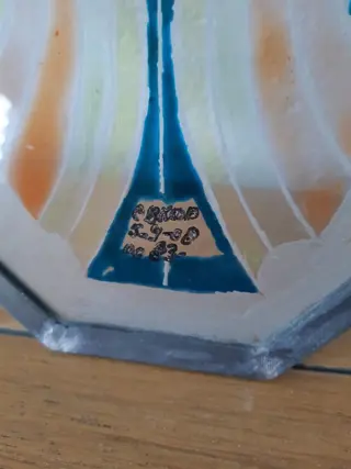 Glas in lood raamhanger gebrandschilderd glas Amsterdamse School - Raamhanger (1) - Glas, Gebrandschilderd kleurig glas in lood.