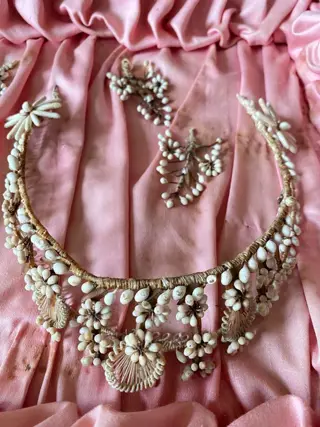 Set, Oranjebloesem bruiloft tiara (6) - Textiel, was