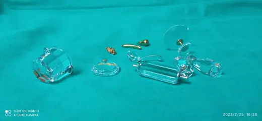 Swarovski - Pot met Pollepel 665047 - Fruitschaal 200226 - Peper en Zout 665053 + Deegroller (4) - Kristal