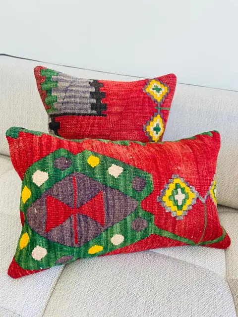 Set van vier Ushak Kelim kussens - 100% handgemaakt en wol (4) - Wol - 21e eeuw