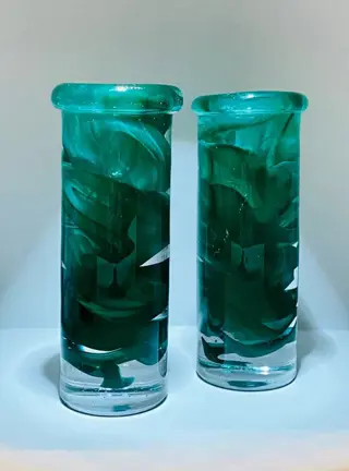 Anna Ehrner - Kosta Boda - Kaarsenhouders, "Atoll" serie (2) - Glas