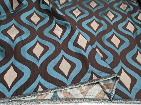 Psychedelische Jacquard Stof Weven Pozzi - 510 x 280 cm - polyester lamé acryl - 21e eeuw