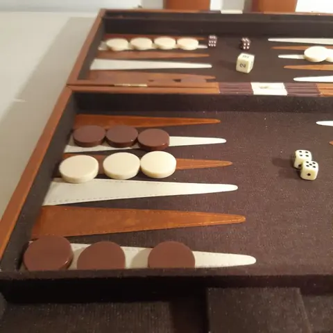 twee Vintage Backgammon spellen - luxe Backgammon koffers (2) - Leder, Plastic