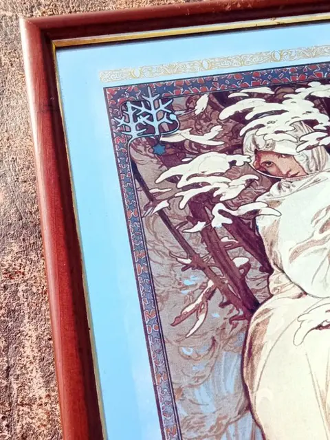 After Alphonse Mucha - 1 Wandspiegel "De vier Jaargetijden" - Kristal (1) - Glas