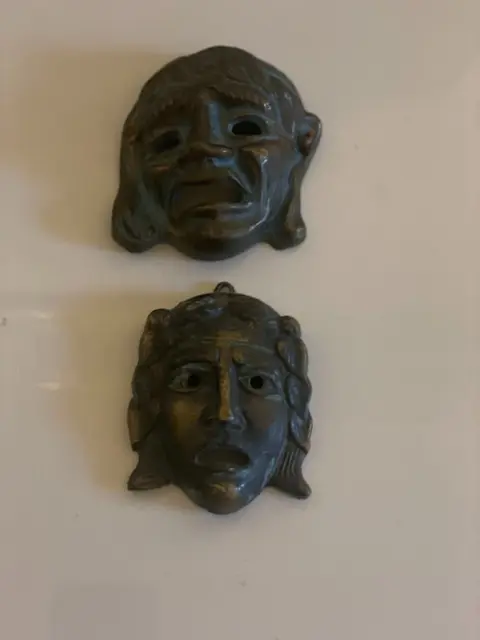 Grieks theatermasker in brons (2) - Brons